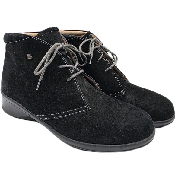 Finn Comfort Shoes - Finn Comfort Boots Mostar Womens 6.5 Black Nubuck Leather‎ Ankle Comfort Lace Up